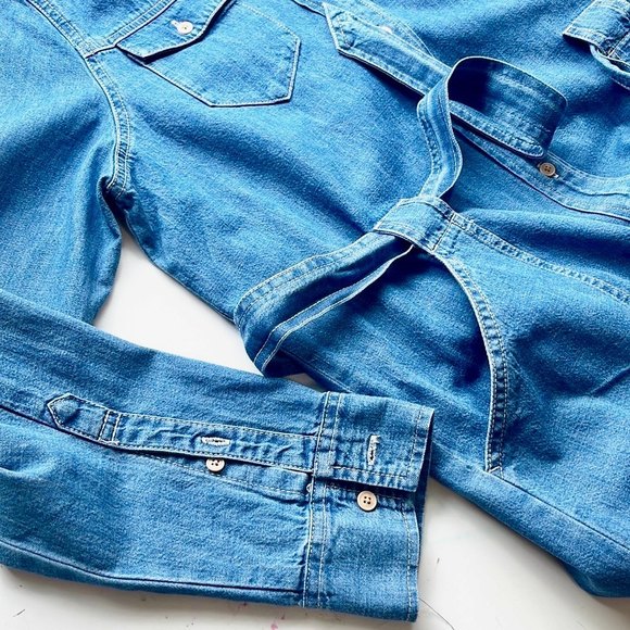 J Crew Denim Shirtdress With Tie belt - Picture 6 of 16